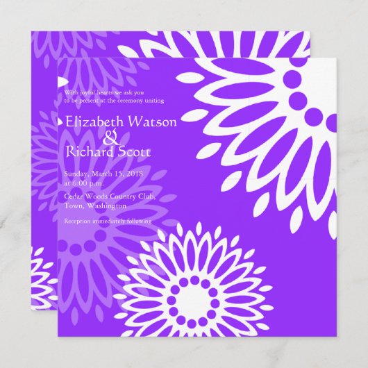 Zomer paarse bloemen trouwuitnodiging kaart (Voorkant / Achterkant)