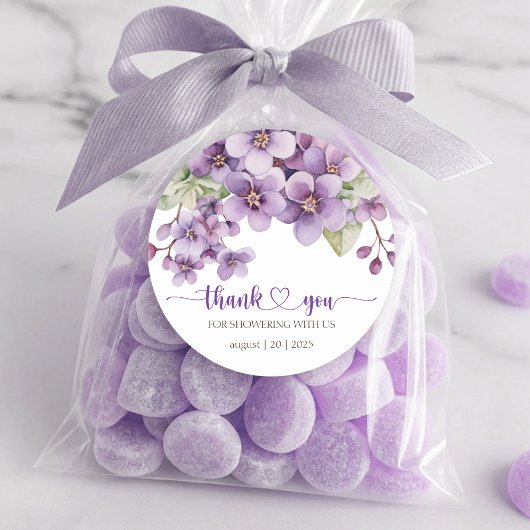 Zomer Paarse Delicate Violet Flowers Bedankt Ronde Sticker