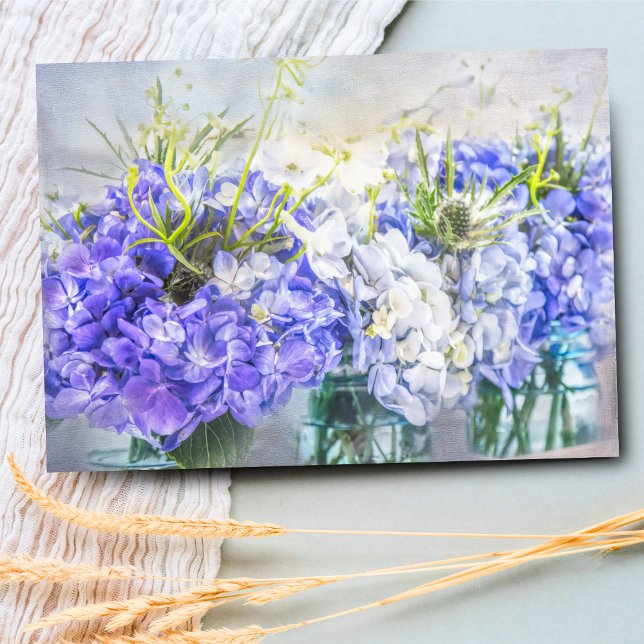 Zomer Paarse hydrangeas Mason Jars Blank binnenin (Perfect for heartfelt messages, birthdays, and thank you notes alike.)