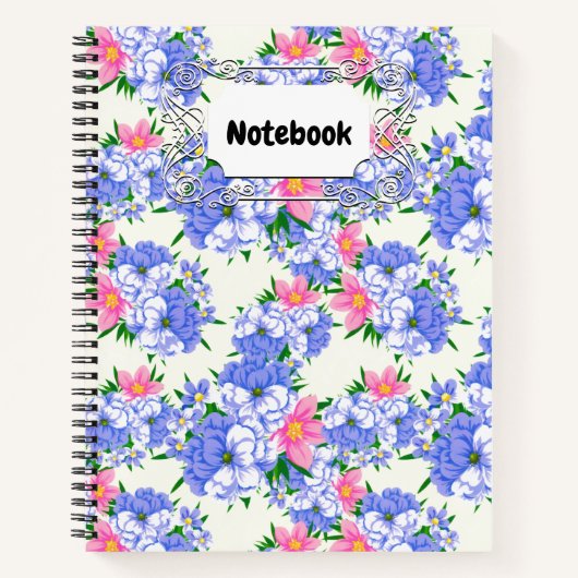 Zomer Paarse Pink Floral Garden Waterverf Notitieboek (Voorkant)
