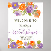 Zomer Paarse Sinaasappel Bloemen Boho Bridal welko Poster (Voorkant)
