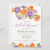 Zomer Paarse Sinaasappel Bloemen Boho Vrijgezellen Kaart (Voorkant)