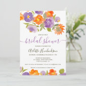 Zomer Paarse Sinaasappel Bloemen Boho Vrijgezellen Kaart (Staand voorkant)