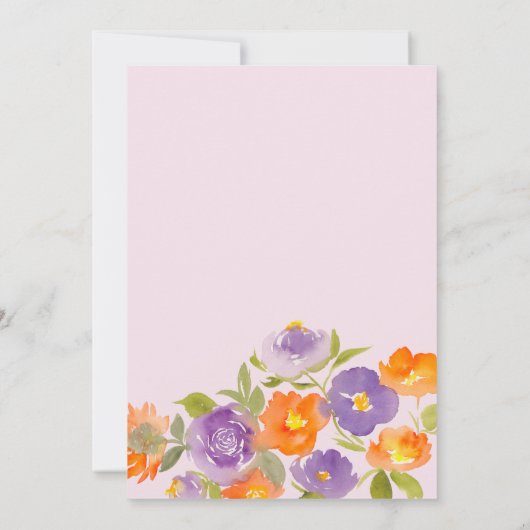 Zomer Paarse Sinaasappel Bloemen Boho Vrijgezellen Kaart (Achterkant)