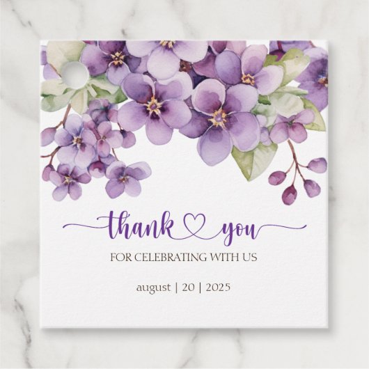 Zomer Paarse Violette Baby shower Dank u Bedankjes Labels (Voorkant)