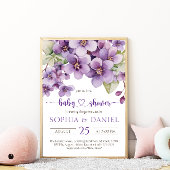 Zomer Paarse Violette Bloemen Baby shower Kaart