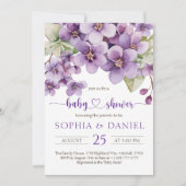 Zomer Paarse Violette Bloemen Baby shower Kaart (Voorkant)
