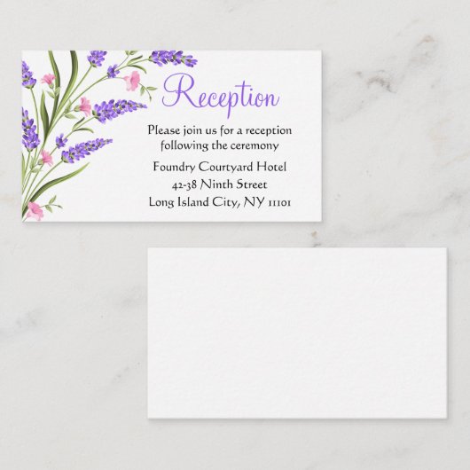 Zomer Paarse Waterverf Bloemen bruiloft receptie Informatiekaartje (Voorkant / Achterkant)