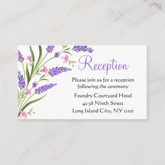 Zomer Paarse Waterverf Bloemen bruiloft receptie Informatiekaartje (Voorkant)