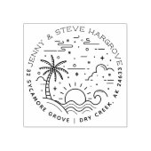 Zomer Palm Trees & Sunset Beach Retouradres Rubberstempel (Afrduk)