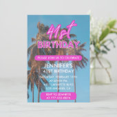 Zomer Palmboom Tropisch Roze 41ste verjaardag Kaart (Staand voorkant)