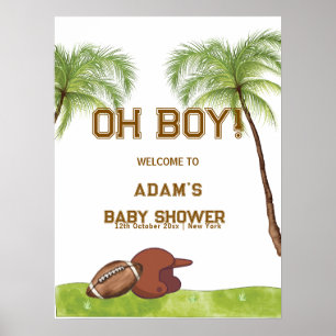 Zomer Palmboom Voetbal Jongen Baby Shower Welkom Poster