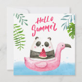 Zomer Panda Flamingo Wenskaart (Voorkant)