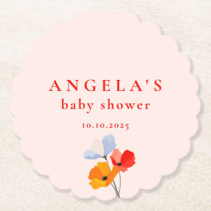 Zomer Papaver Baby Shower Kartonnen Onderzetters