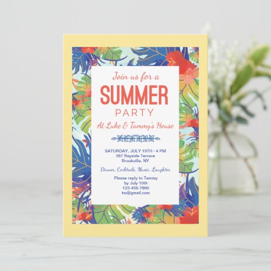 Zomer Party Foliage uitnodiging (Staand voorkant)