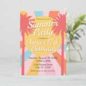 Zomer Party Palm Verjaardag Uitnodiging (Staand voorkant)