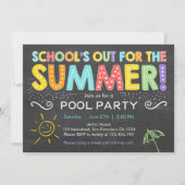 Zomer Party Pool Party Scholen Out Uitnodiging (Voorkant)