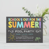 Zomer Party Pool Party Scholen Out Uitnodiging (Staand voorkant)
