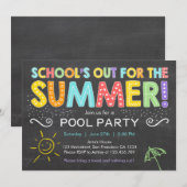 Zomer Party Pool Party Scholen Out Uitnodiging (Voorkant / Achterkant)