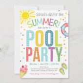 Zomer Party Pool Party Scholen Out Uitnodiging (Voorkant)