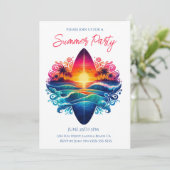 Zomer Party- Zonsondergang Surfboard Curls Kaart (Staand voorkant)