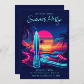 Zomer Party- Zonsondergang Surfboard Neon Lights- Kaart (Voorkant / Achterkant)