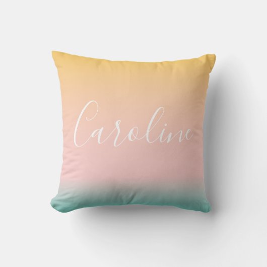 Zomer Pastel Gradient Gepersonaliseerde Naam Kweke Kussen (Voorkant)