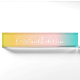 Zomer Pastel Gradiënt Gepersonaliseerde Script N Naambordje