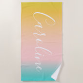 Zomer Pastel Gradiënt | Gepersonaliseerde Script N Strandlaken (Voorkant)
