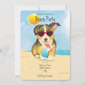 Zomer Pembroke Welsh Corgi Beach Party Uitnodiging (Voorkant)