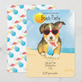 Zomer Pembroke Welsh Corgi Beach Party Uitnodiging (Voorkant / Achterkant)