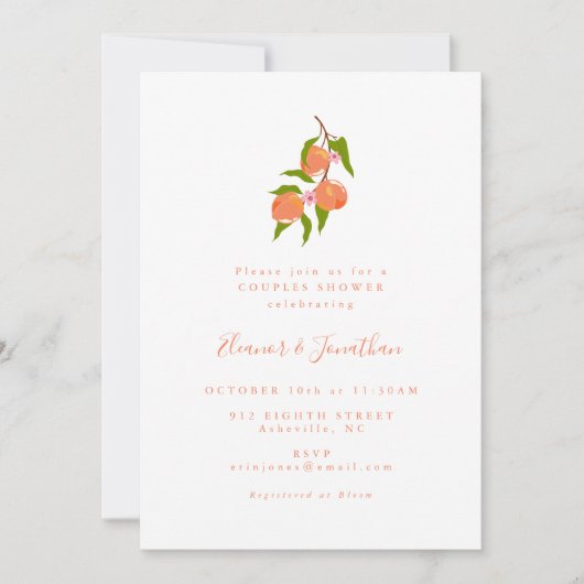 Zomer  Perzik Fruit Boho Couples Shower Kaart (Voorkant)