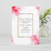 Zomer Perzik Koraal Waterverf Bloem Bruiloft Kaart (Staand voorkant)