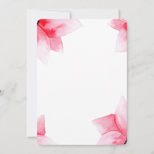 Zomer Perzik Koraal Waterverf Bloem Bruiloft Kaart (Achterkant)
