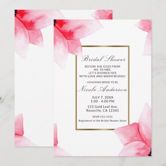 Zomer Perzik Koraal Waterverf Bloemen Vrijgezellen Kaart (Voorkant / Achterkant)