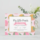Zomer Perzik Patroon Fruit Verjaardagsfeest Roze Kaart (Staand voorkant)