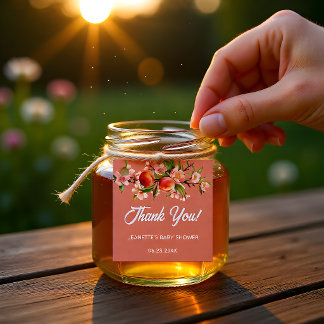Zomer Perzik Waterverf Baby Shower Bedankjes Labels