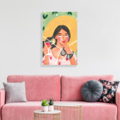 Zomer petten zonnebrillen canvas afdruk (Insitu (Woonkamer))