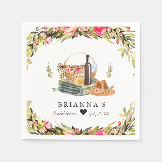 Zomer Picknick Aquarel Bloemen Servet (Voorkant)