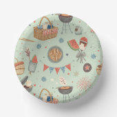 Zomer Picknick Feest Patroon Papieren Bord (Voorkant)