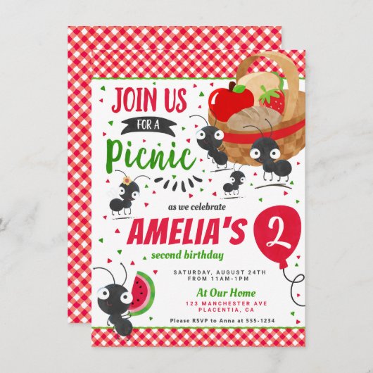 Zomer Picknick in het park Verjaardagsfeest Kaart (Voorkant / Achterkant)