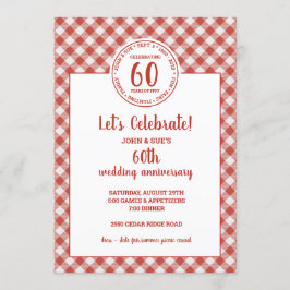 Zomer Picknick Rood Geruit Patroon Feest Kaart