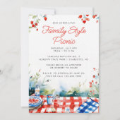 Zomer picknick rood wit blauw familie reünie kaart (Voorkant)