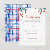 Zomer picknick rood wit blauw familie reünie RSVP kaartje (Voorkant / Achterkant)