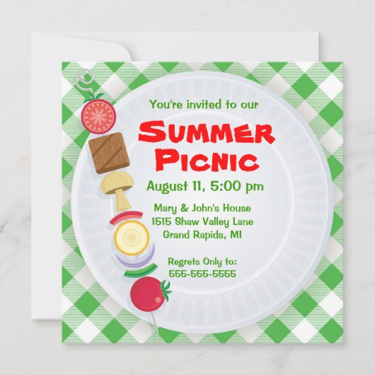 Zomer picknick uitnodiging (Voorkant)