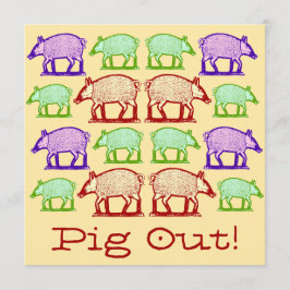 Zomer Picknick Uitnodiging - Folk Art Varkens