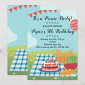 Zomer Picknick Verjaardag Uitnodiging (Voorkant / Achterkant)
