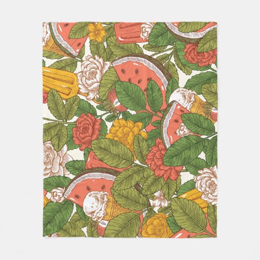 Zomer Picknick Watermeloen IJs Fleece Deken (Voorkant)