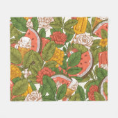 Zomer Picknick Watermeloen IJs Fleece Deken (Voorkant (Horizontaal))