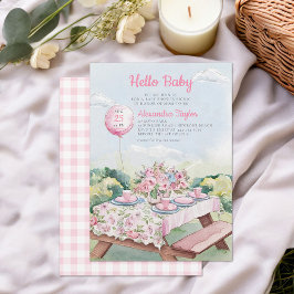 Zomer Picknick Waterverf Elegant Baby Girl Shower Kaart